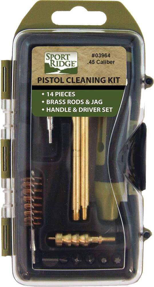 Cleaning Equipment Sport Ridge Ready Series TacShield 45cal 14pc Pistol Cleaning Kit Hard Case